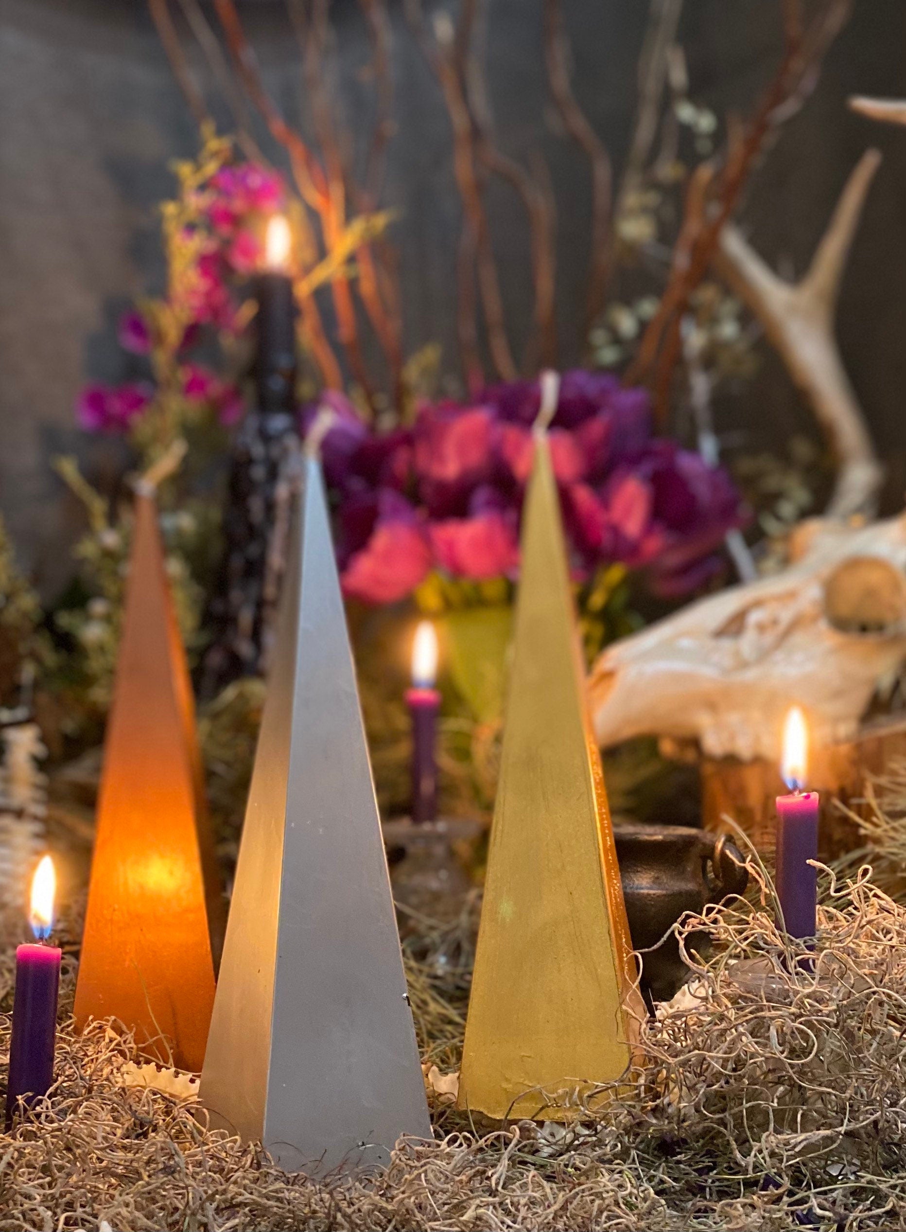 Metallic Pyramid Figure Candle