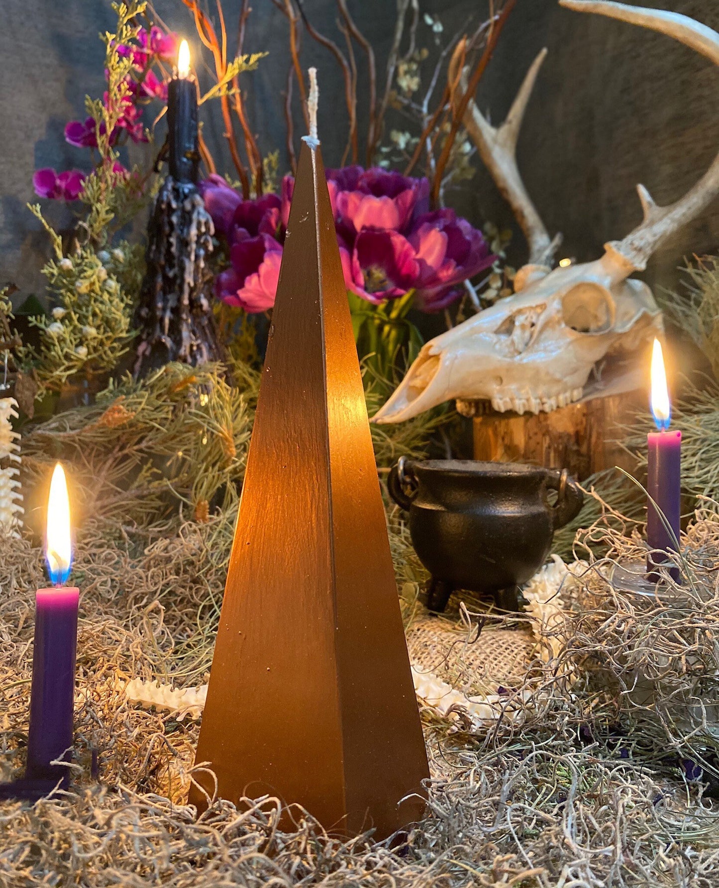 Metallic Pyramid Figure Candle