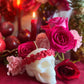 Skull Candle with Red Roses + Hand Painted