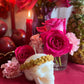 Skull Candle with Metallic Roses + Hand Painted