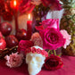 Skull Candle with Red Roses + Hand Painted