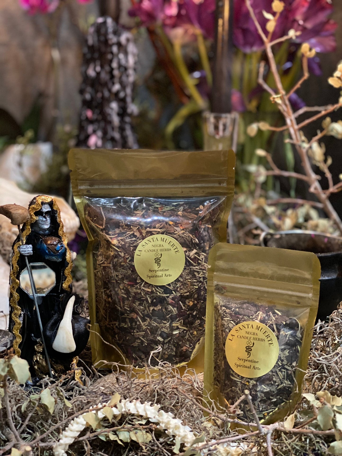 Santa Muerte Negra Herbs + Protection + Reverse Attacks + Hex + Remove Obstacles + Break Curses + Overcome Enemy + Destroy Evil + Necromancy