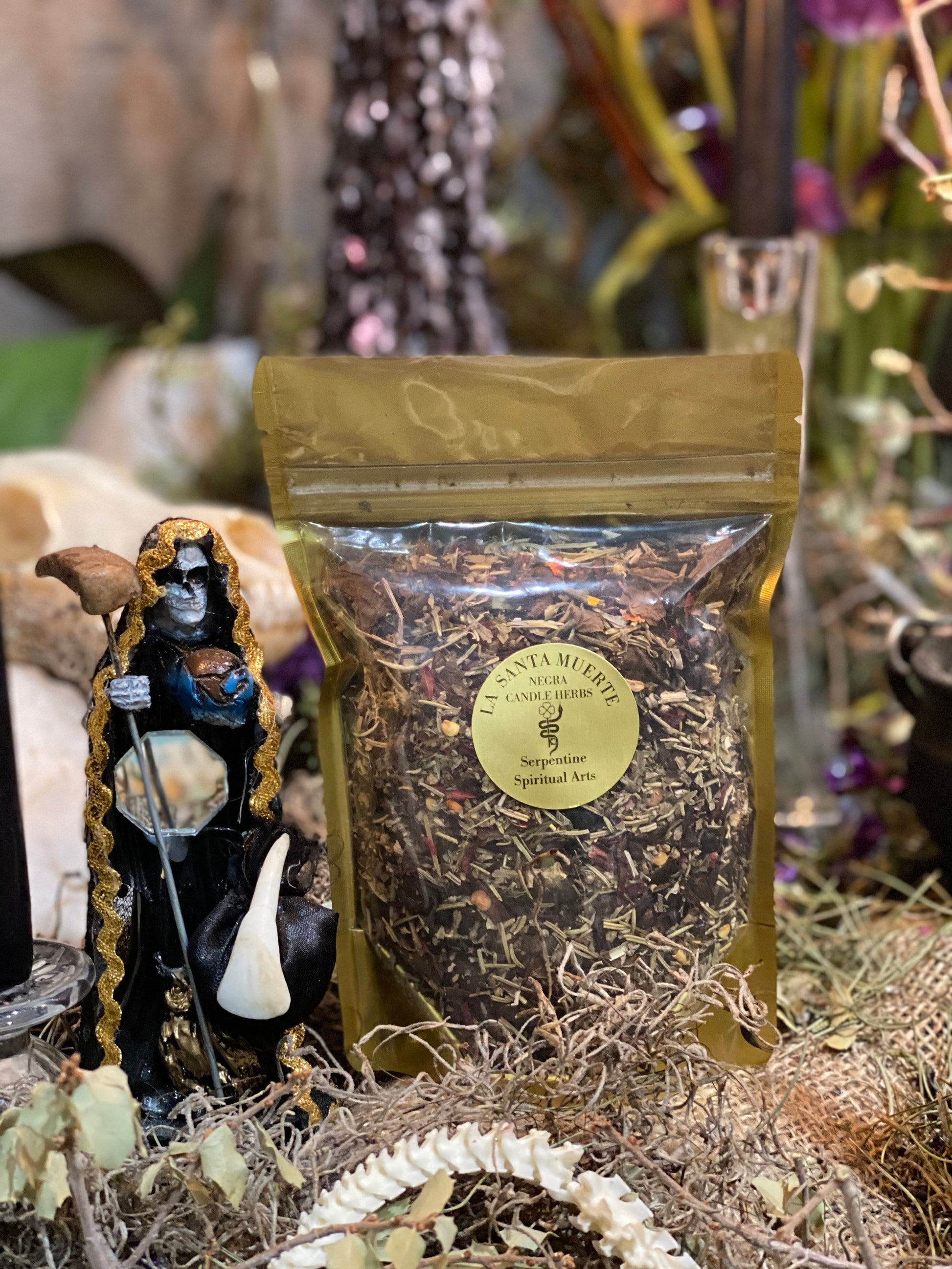 Santa Muerte Negra Herbs + Protection + Reverse Attacks + Hex + Remove Obstacles + Break Curses + Overcome Enemy + Destroy Evil + Necromancy