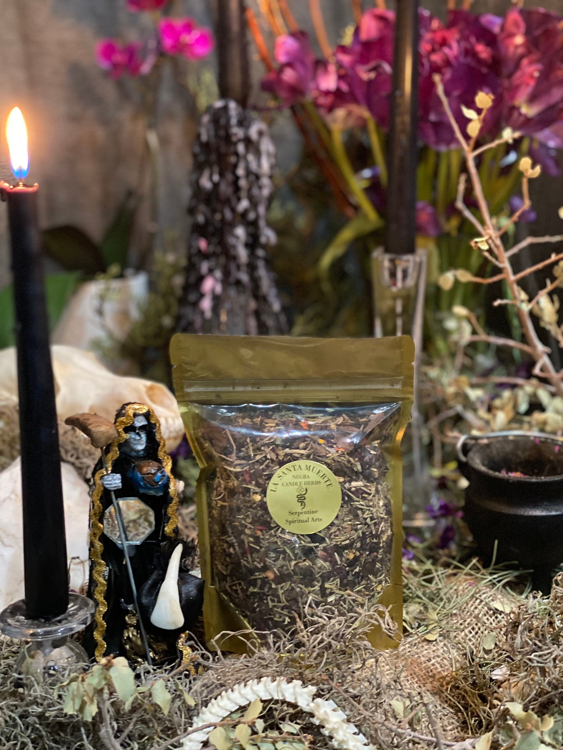 Santa Muerte Negra Herbs + Protection + Reverse Attacks + Hex + Remove Obstacles + Break Curses + Overcome Enemy + Destroy Evil + Necromancy