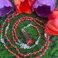 Santa Muerte Roja Rosary + Carnelian + Love + Money + Passion + Blessed + Sterling Silver Plated Chain + Gemstone + Handcrafted + Rosario