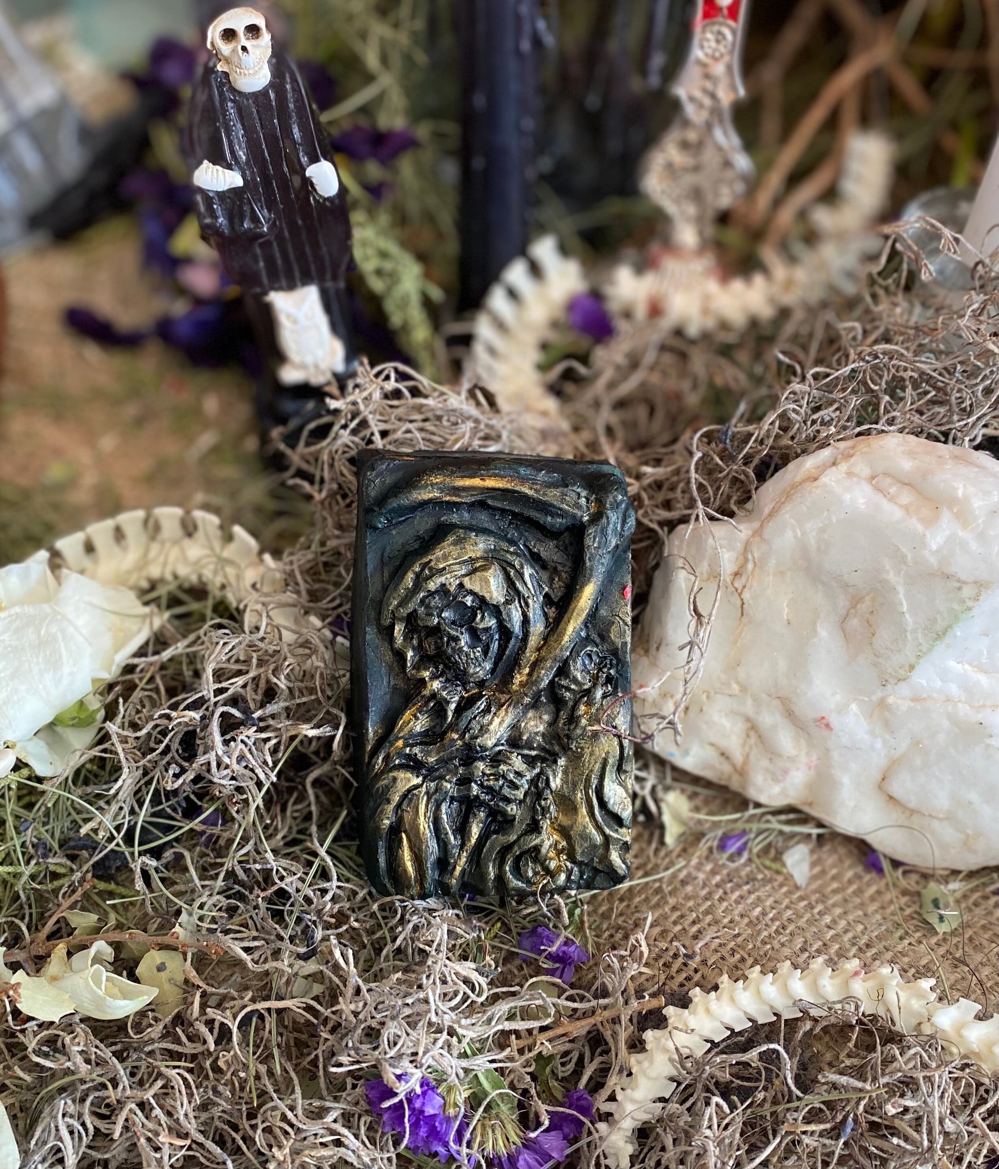 Large Santa Muerte Soap + Traditional Colors + Three Robes + Handcrafted