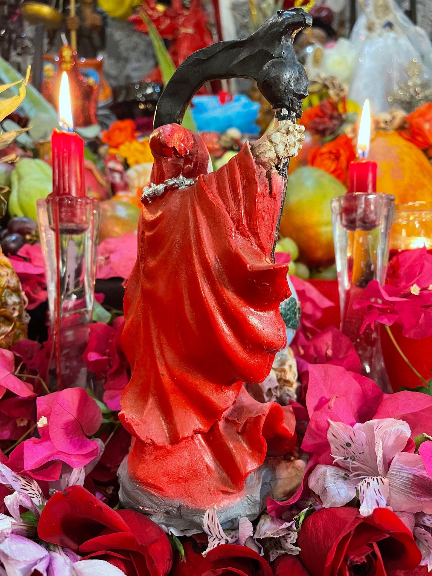 Santa Muerte Roja Statue 9” + Baptized + Vencedora + Fixed + Made in Mexico
