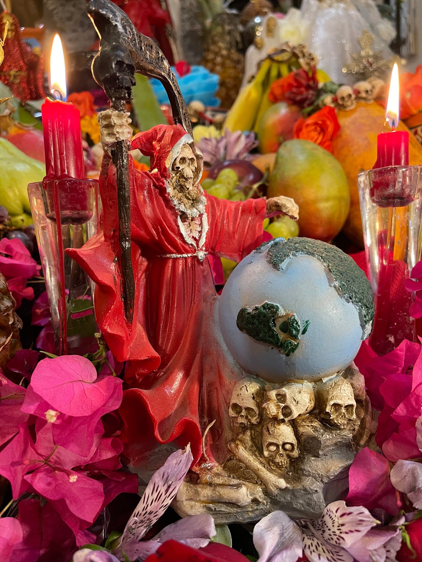 Santa Muerte Roja Statue 9” + Baptized + Vencedora + Fixed + Made in Mexico