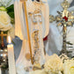 12” Santa Muerte Blanca Statue with Dress + Baptized + Fixed + Purity + Made in Mexico + 24K Gold Leaf on Scythe