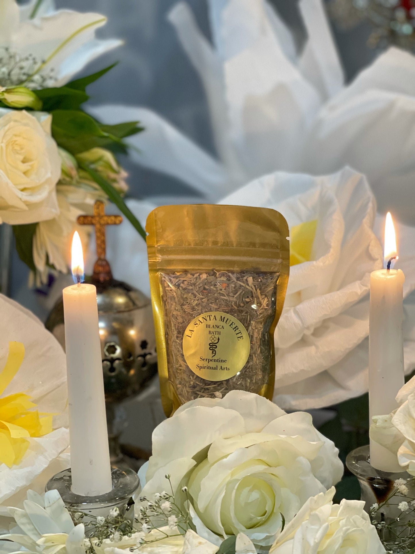 Santa Muerte Blanca Herb Bath + Use Before Workings + Santisima + La Flaca + Cleansing + Healing + Peace + Balance +