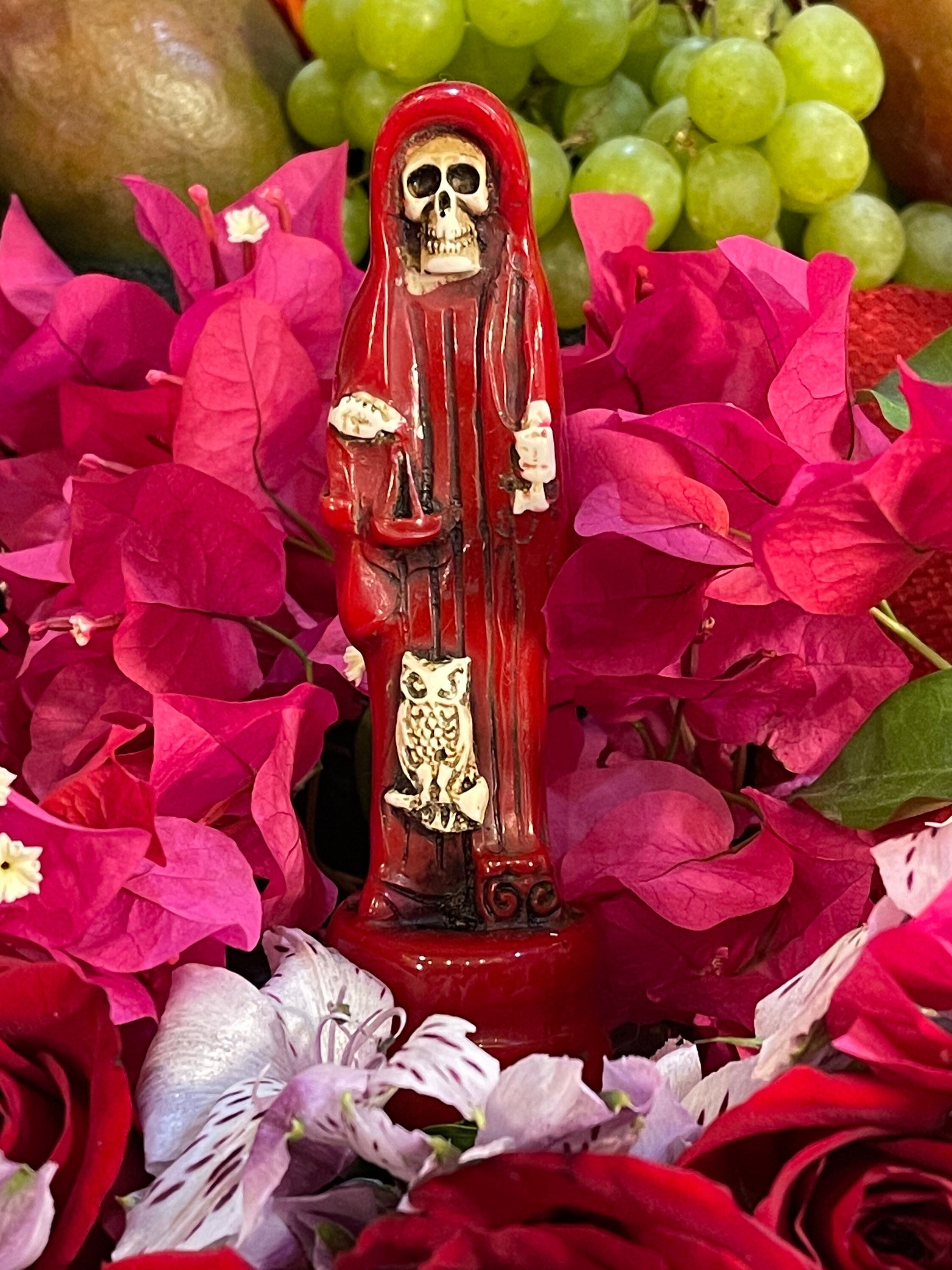 Santa Muerte Roja Statue + Baptized + Fixed + Made in Mexico