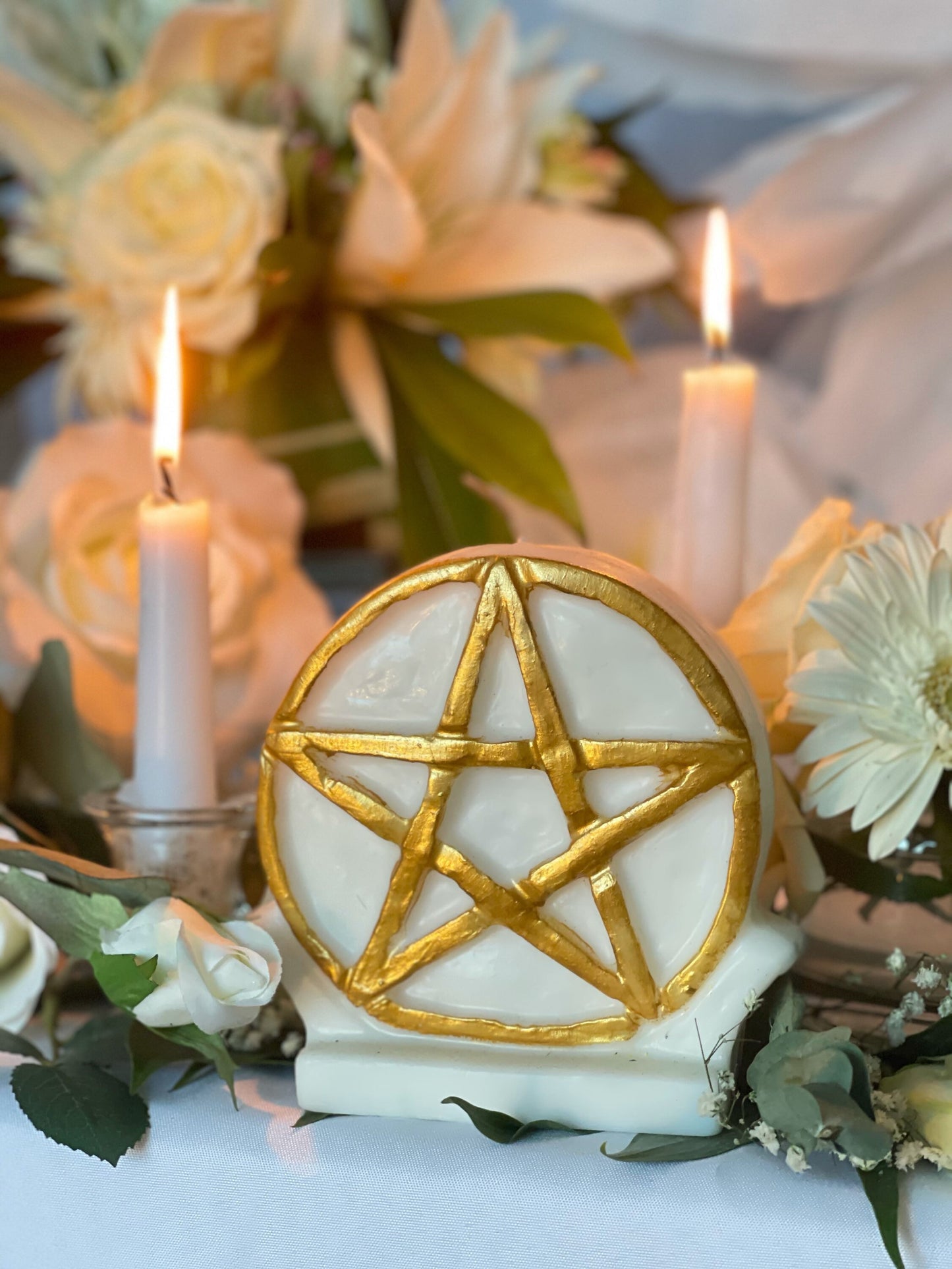 White Pentacle Candle + Witch + Witchcraft + Wicca + Protection