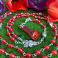 Santa Muerte Roja Rosary + Carnelian + Love + Money + Passion + Blessed + Sterling Silver Plated Chain + Gemstone + Handcrafted + Rosario