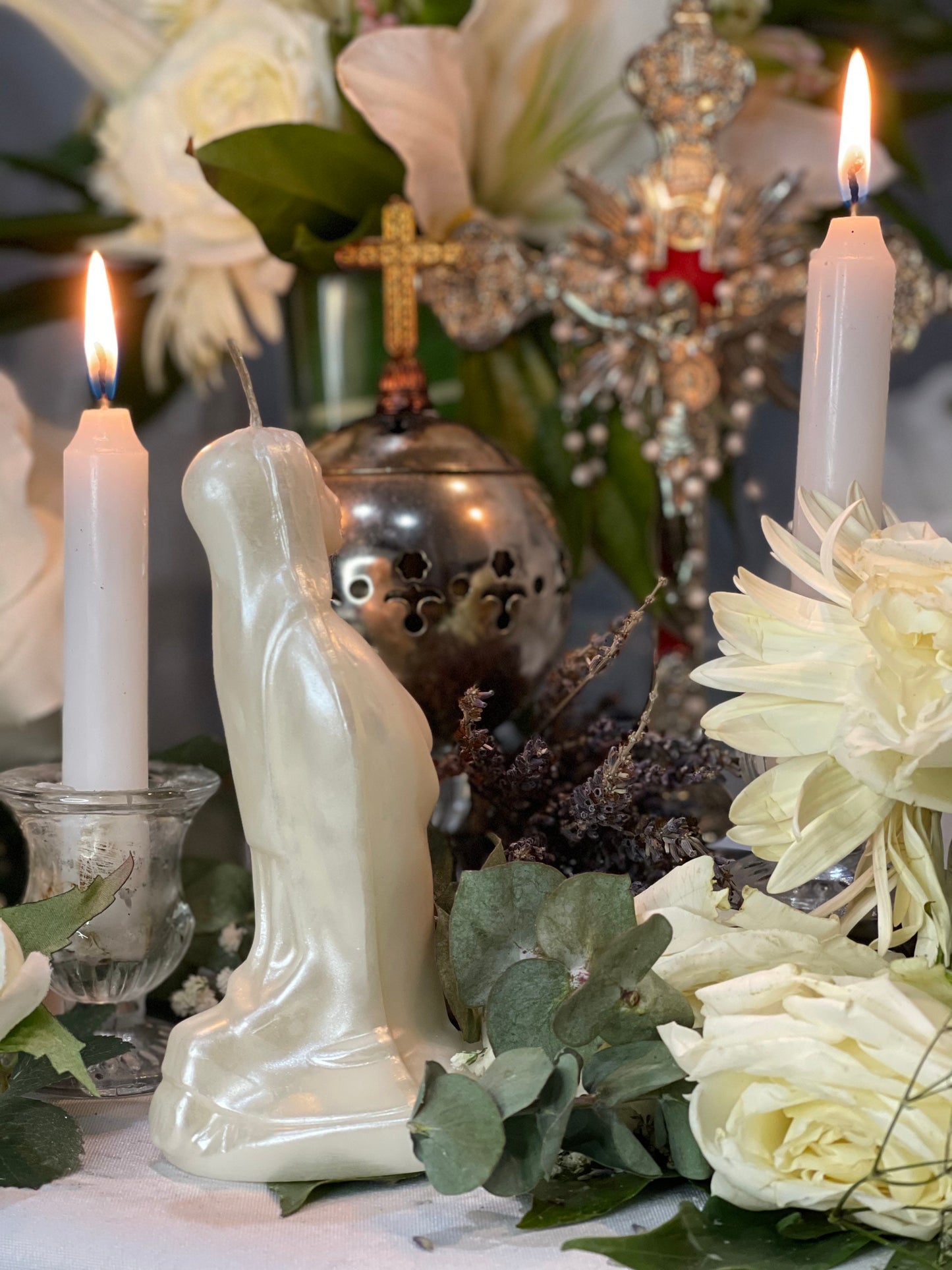 6” Praying Mary Candle + Blessings + Spirituality