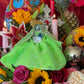 Santa Muerte Verde Statue with Dress + Green + Money + Legal Issues + Justice + Baptized + Fixed + Made in Mexico + 24K Gold Leaf on Scythe