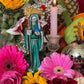 Santa Muerte Verde Statue with Dress + Green + Money + Legal Issues + Justice + Baptized + Fixed + Made in Mexico + 24K Gold Leaf on Scythe