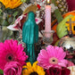 Santa Muerte Verde Statue with Dress + Green + Money + Legal Issues + Justice + Baptized + Fixed + Made in Mexico + 24K Gold Leaf on Scythe