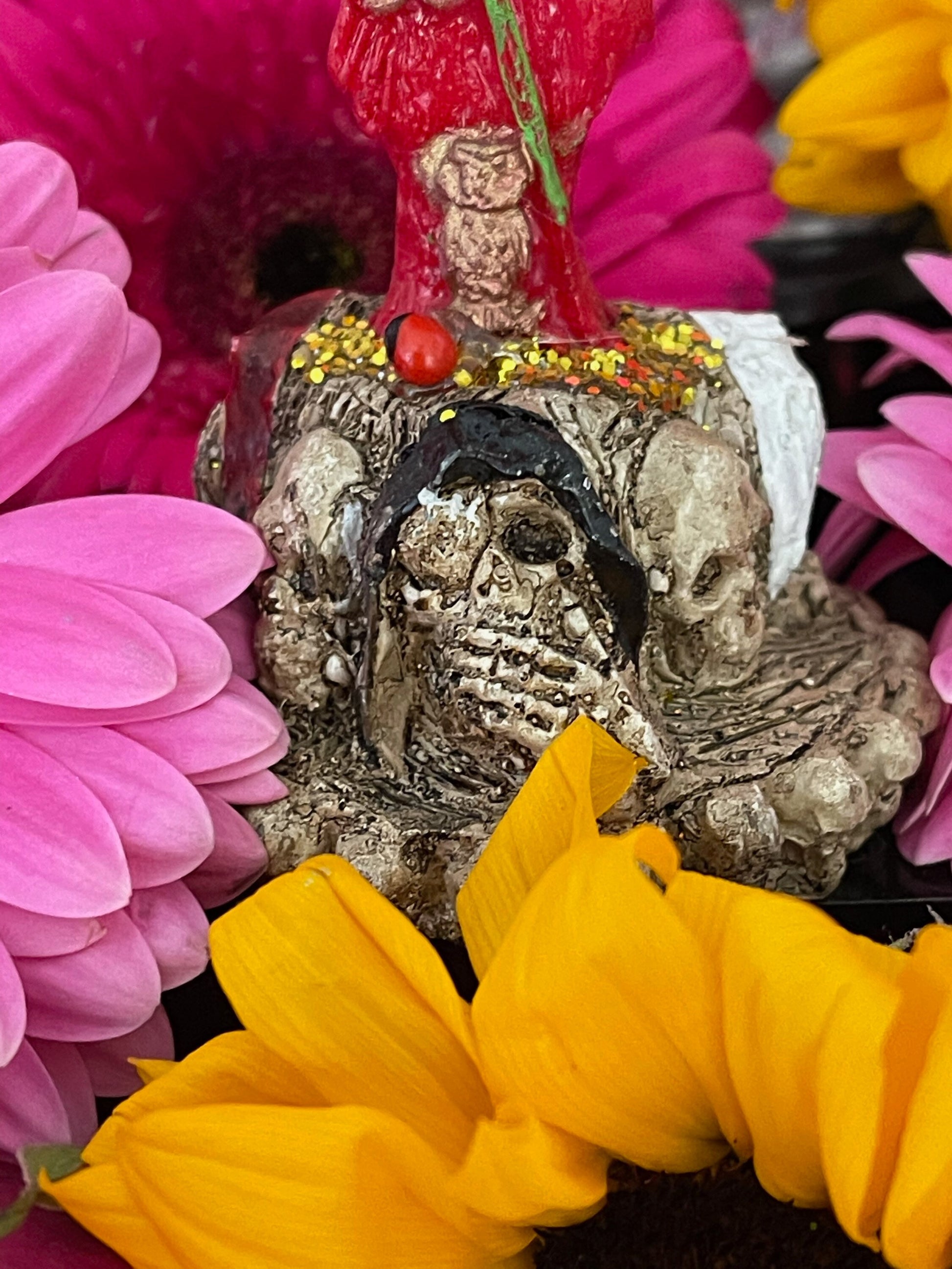 Santa Muerte Roja Statuette + Hear, Speak, See No Evil + Hide Love Spellwork + Baptized + Blessed + Fixed + Made in Mexico