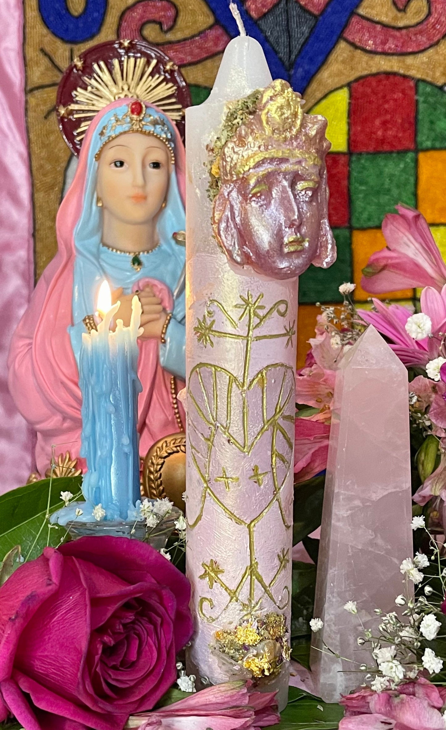 Metresili Veve Candle + Love + Luxury + Fame + Beauty + Metres Ezili Freda + Blessed + Fixed + 24K Gold