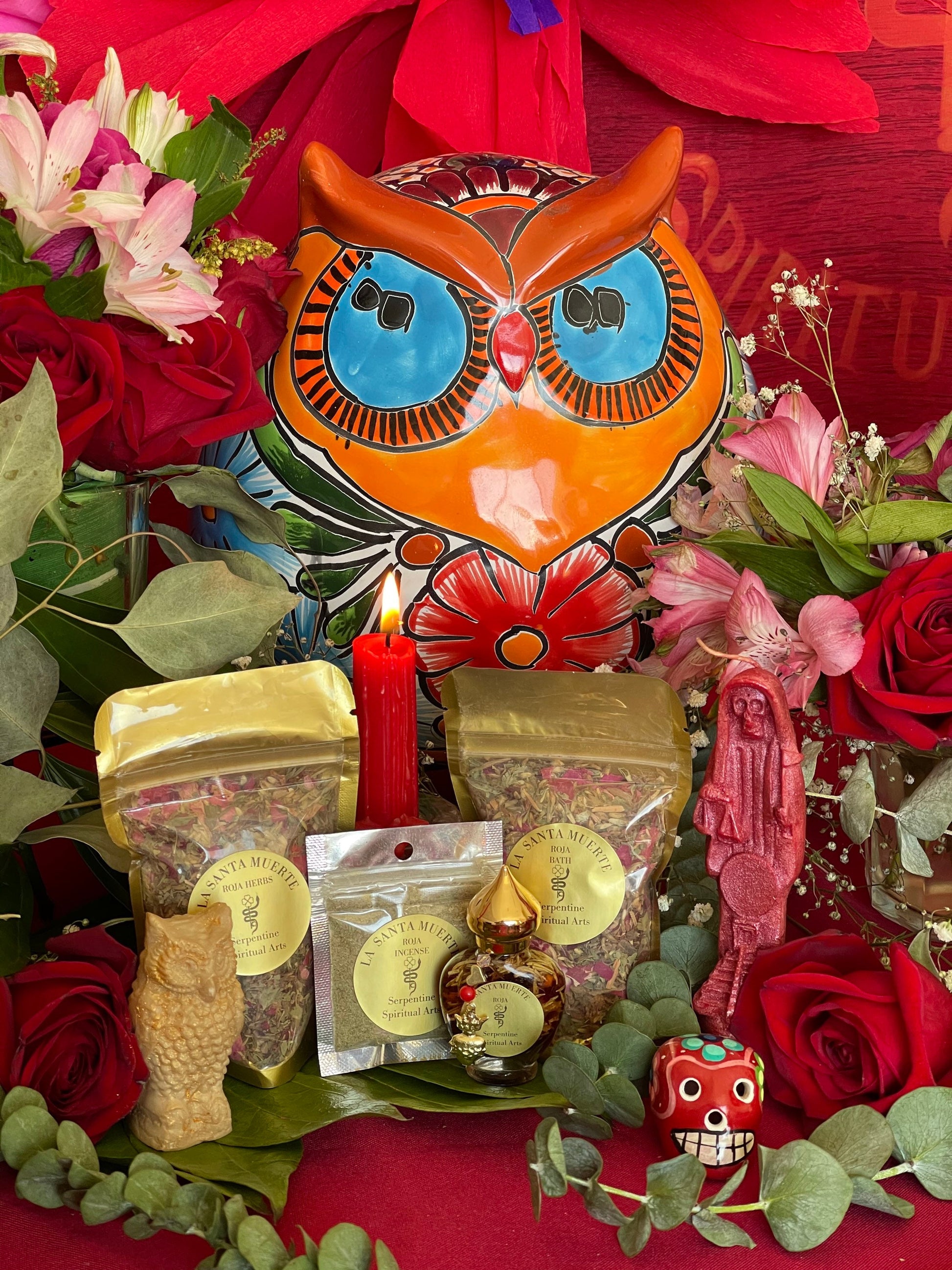 Santa Muerte Roja Ritual Set + Love + Money + Justice