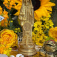 Santa Muerte Dorada Figure Candle + Money + Prosperity + Gold + Oro + 24K Gold