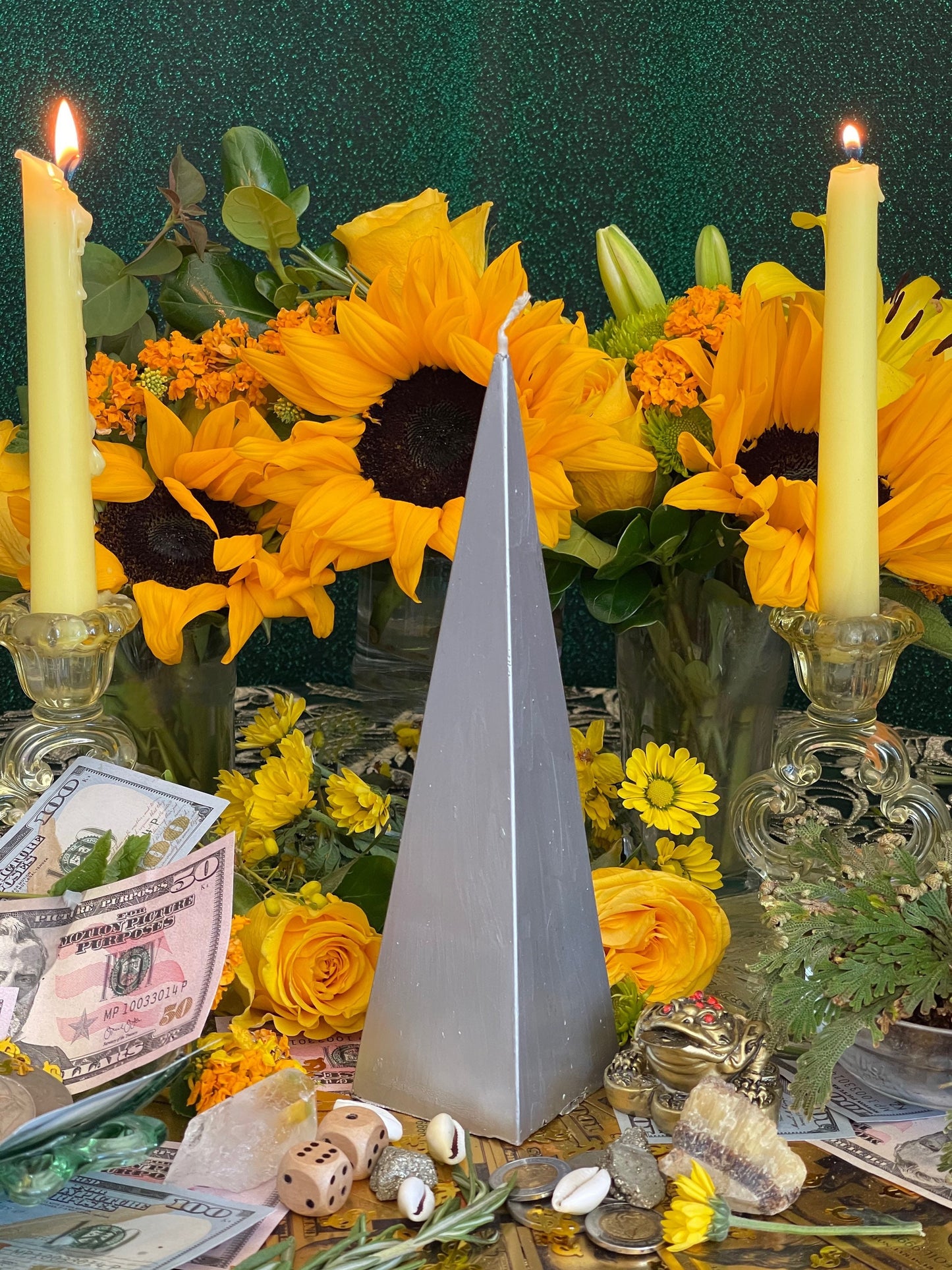 Metallic Pyramid Figure Candle