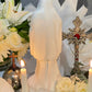 12” Santa Muerte Blanca Statue with Dress + Baptized + Fixed + Purity + Made in Mexico + 24K Gold Leaf on Scythe