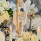 12” Santa Muerte Blanca Statue with Dress + Baptized + Fixed + Purity + Made in Mexico + 24K Gold Leaf on Scythe