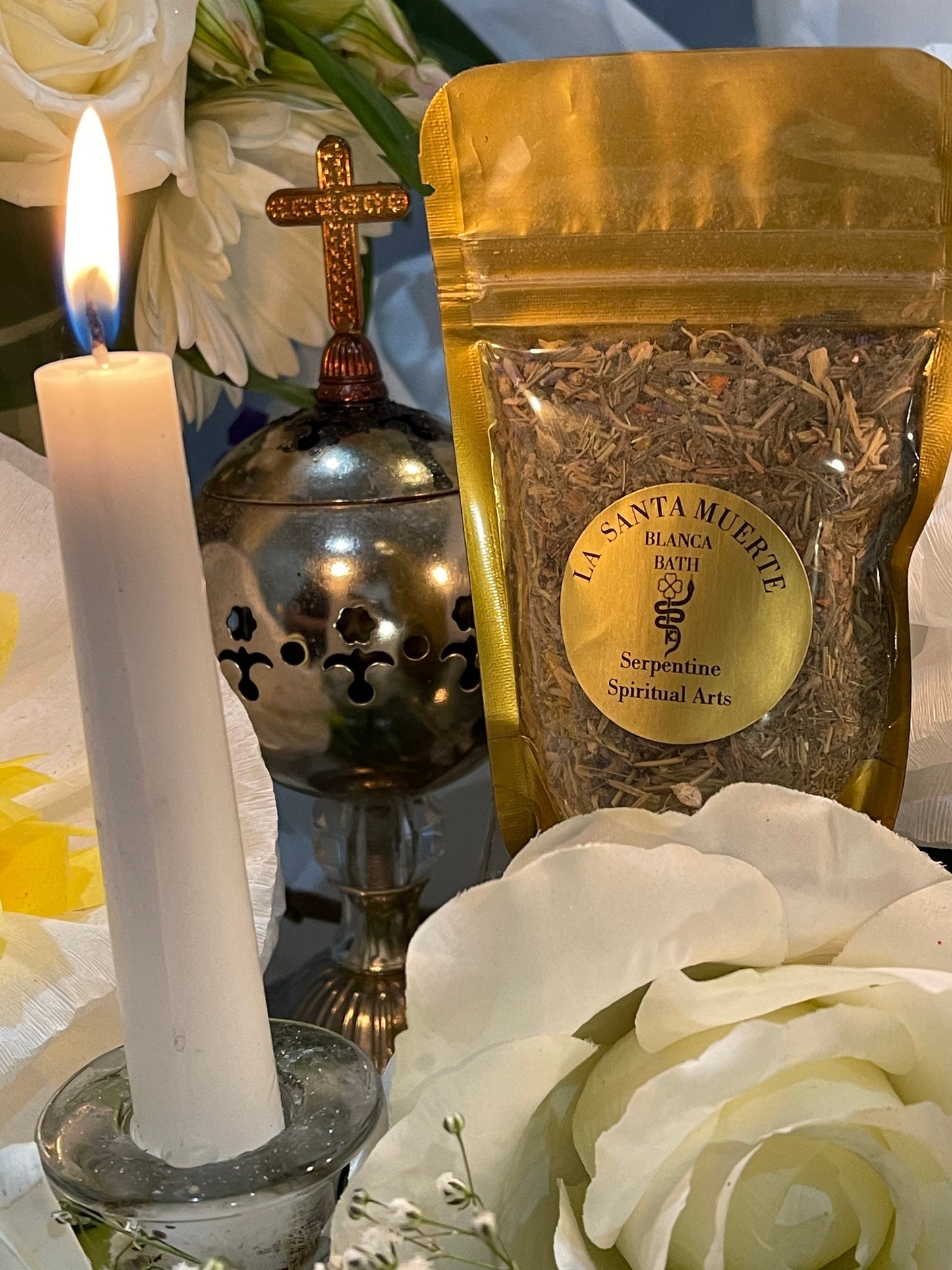 Santa Muerte Blanca Herb Bath + Use Before Workings + Santisima + La Flaca + Cleansing + Healing + Peace + Balance +