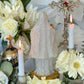 Santa Muerte Blanca Figure Candle + Protection + Healing + Peace + 24K Gold + Baptized + Blessed + Fixed + Purity + Cleansing + Psychic