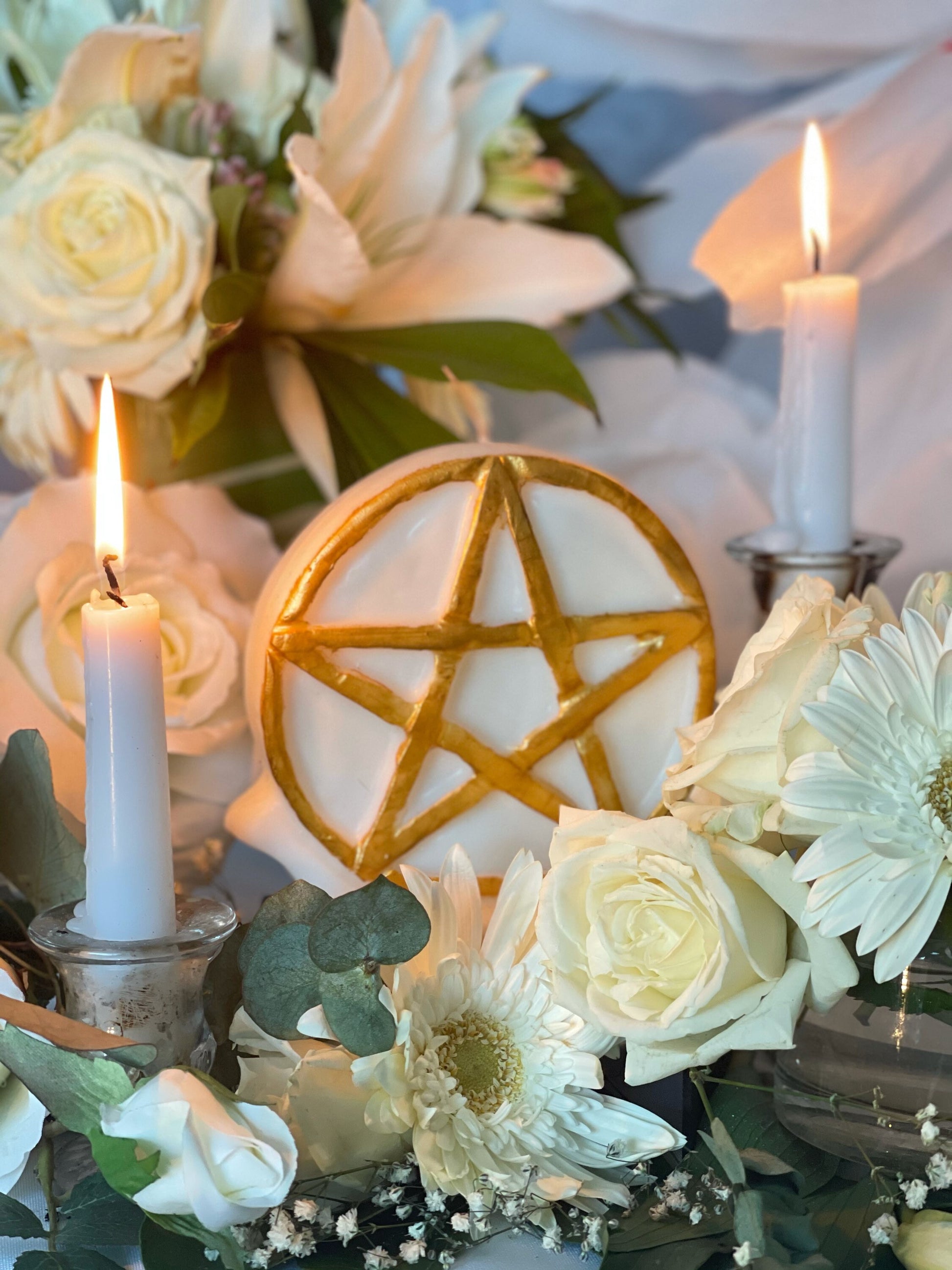 White Pentacle Candle + Witch + Witchcraft + Wicca + Protection