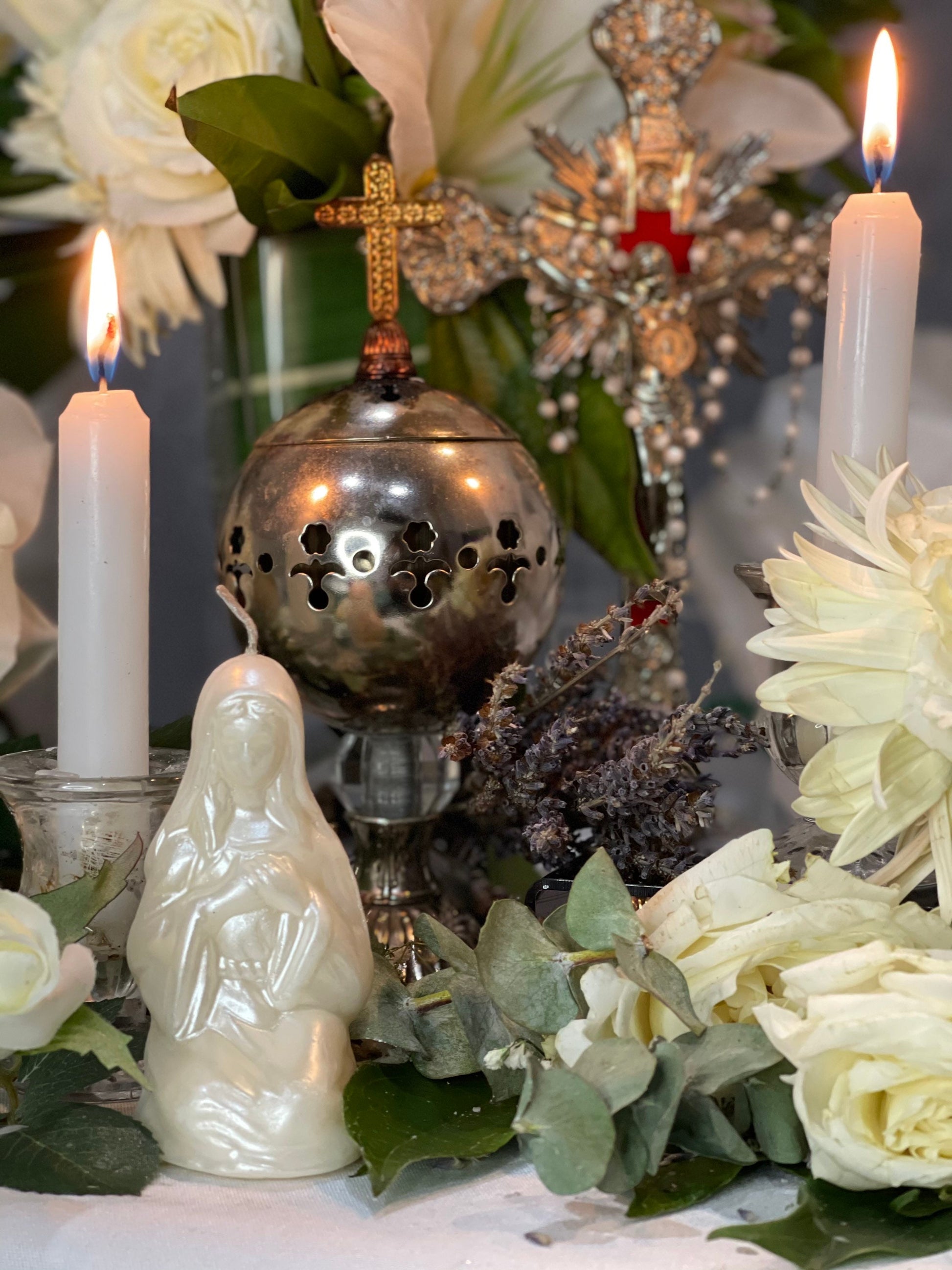 4” Praying Mary Candle + Blessings + Spirituality