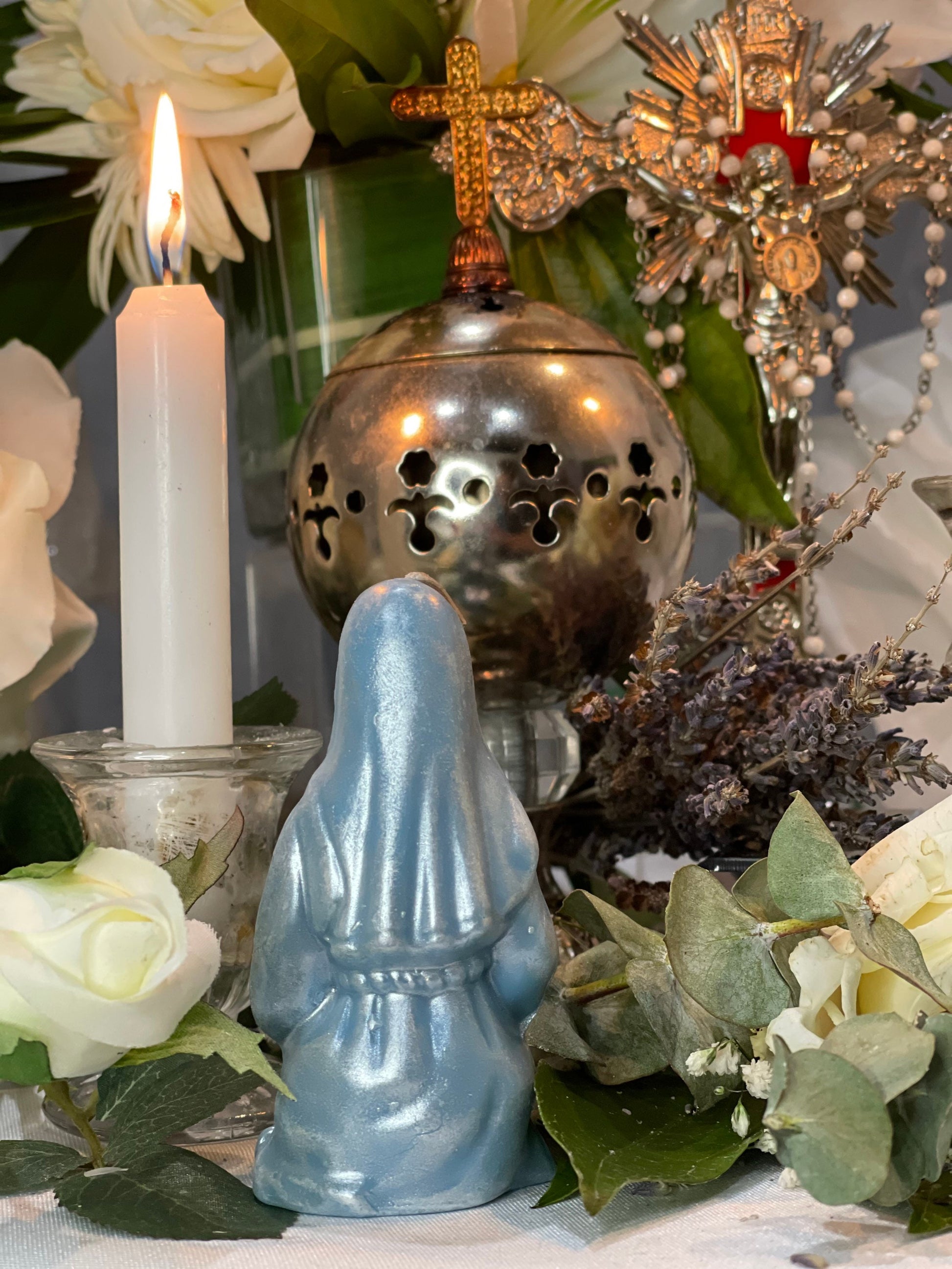 4” Praying Mary Candle + Blessings + Spirituality