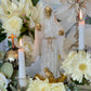 Santa Muerte Blanca Figure Candle + Protection + Healing + Peace + 24K Gold + Baptized + Blessed + Fixed + Purity + Cleansing + Psychic