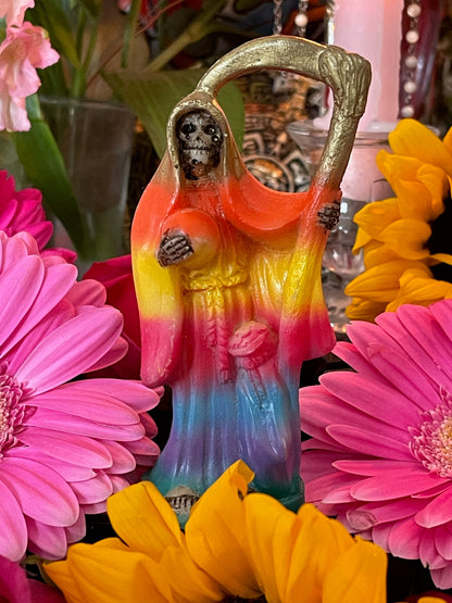 Santa Muerte Siete Colores Abundance Statue + Baptized + Fixed + Made in Mexico