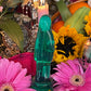 Santa Muerte Verde Statue + Green + Money + Legal Issues + Justice + Transparent + Baptized + Fixed + Made in Mexico