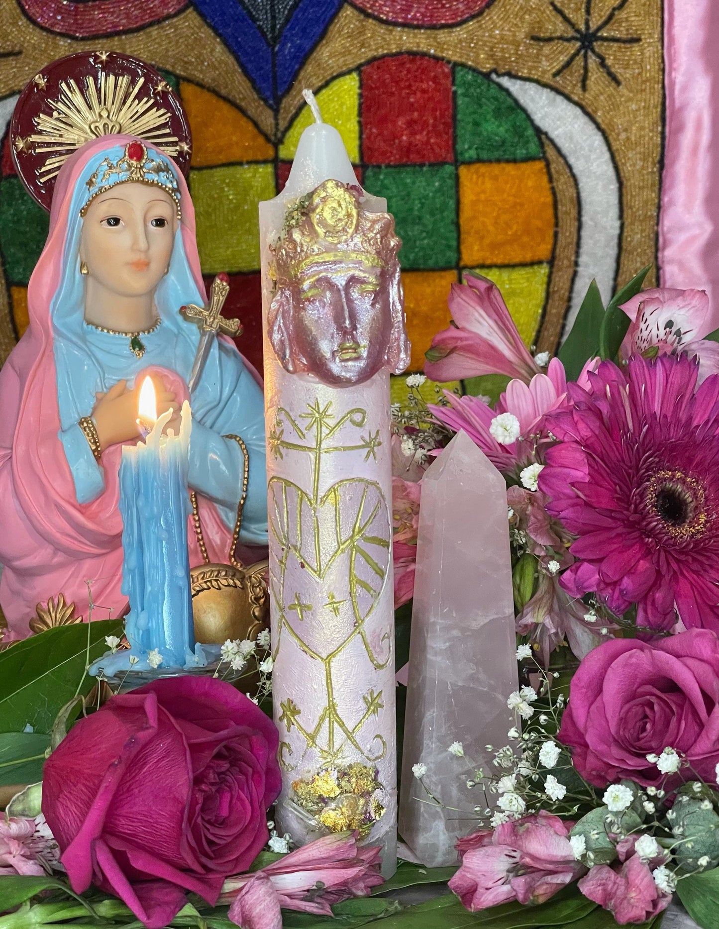 Metresili Veve Candle + Love + Luxury + Fame + Beauty + Metres Ezili Freda + Blessed + Fixed + 24K Gold
