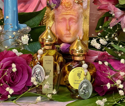 Metresili Love & Luxury Oil + Fame + Beauty + Mater Dolorosa + Metricili + Erzulie Freda + 24K Gold Leaf + Diamonds + + Metres Ezili Freda