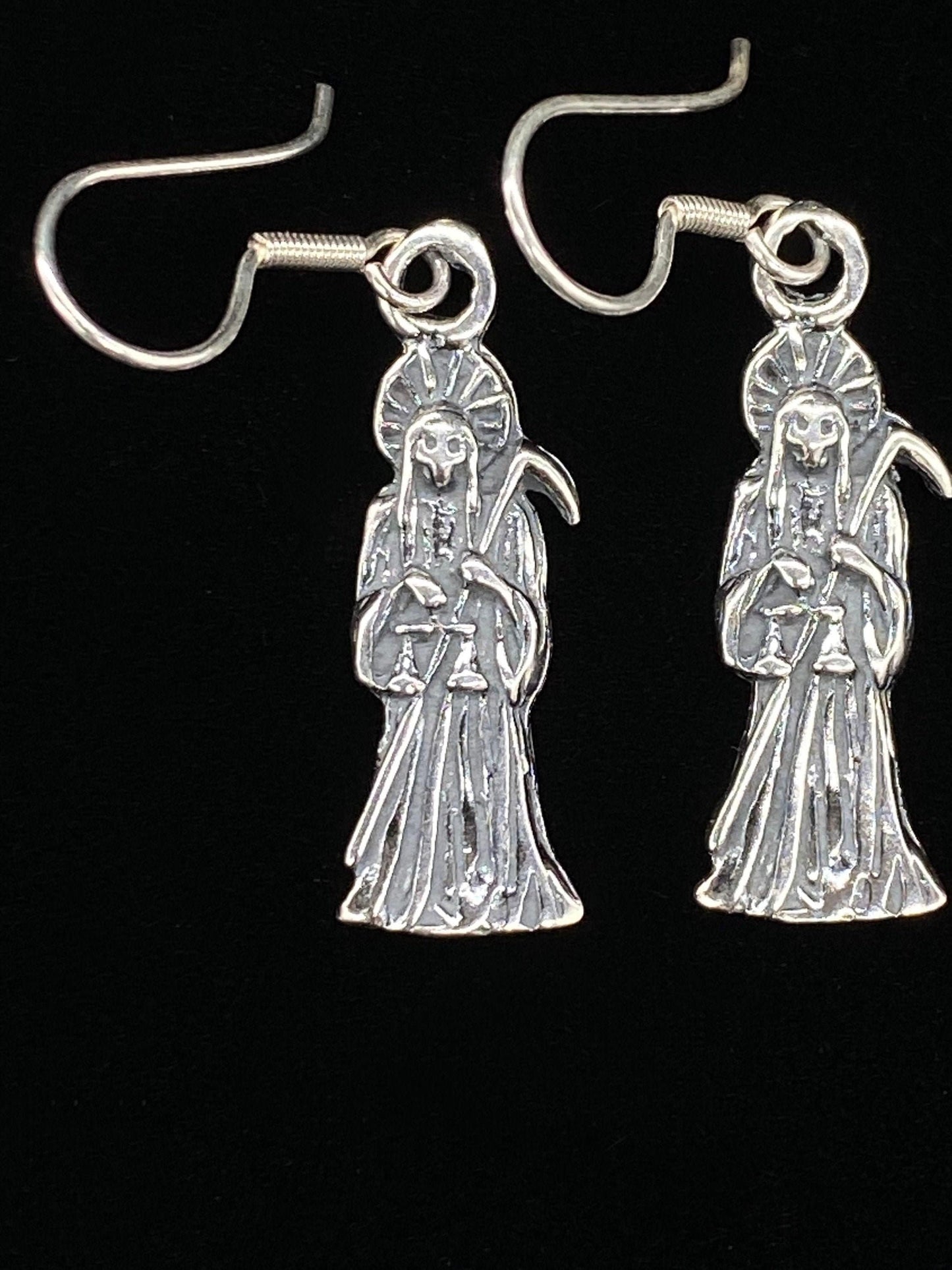 Santa Muerte Sterling Silver Earrings + Protection + Made in Mexico