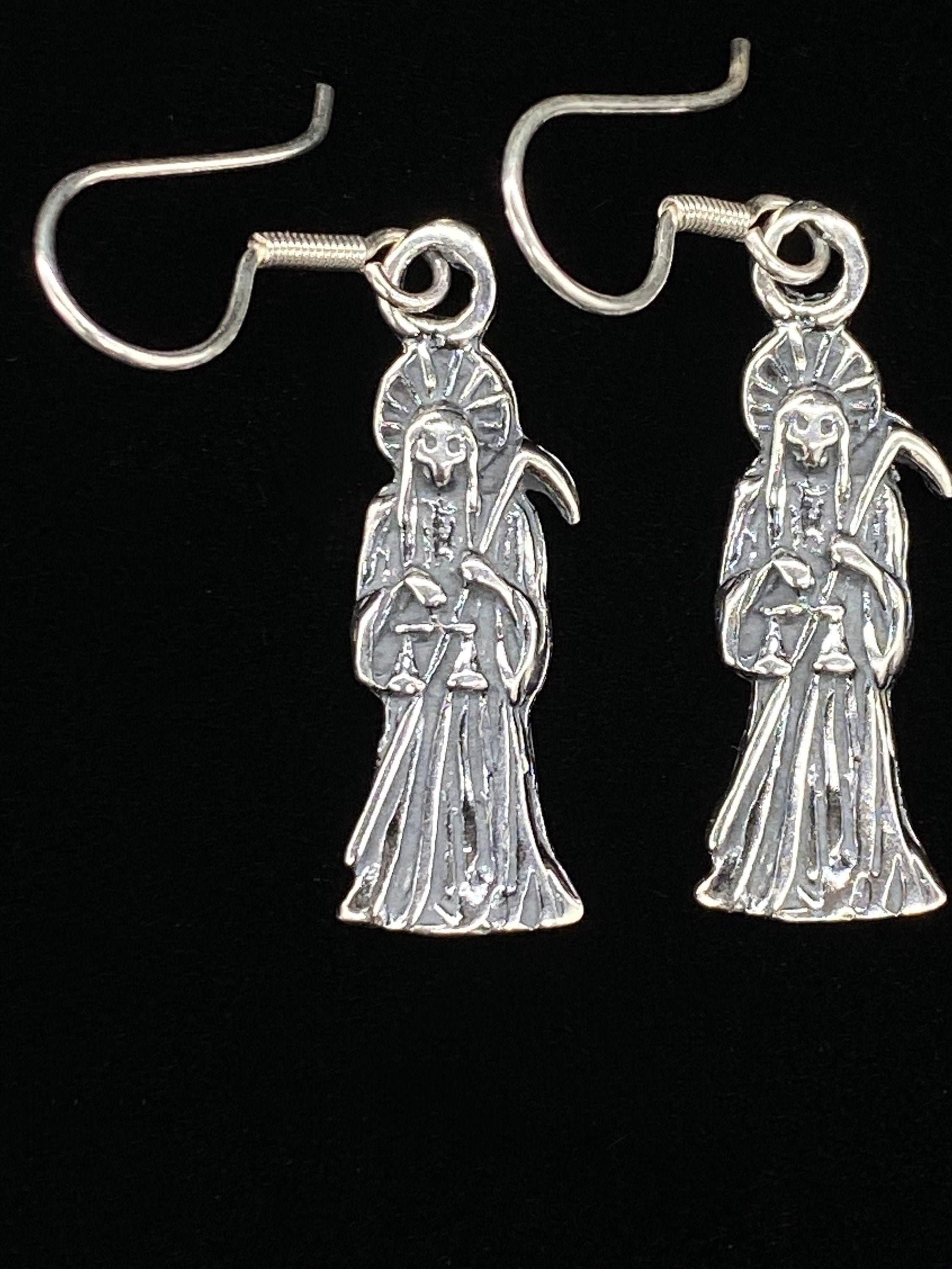 Santa Muerte Sterling Silver Earrings + Protection + Made in Mexico