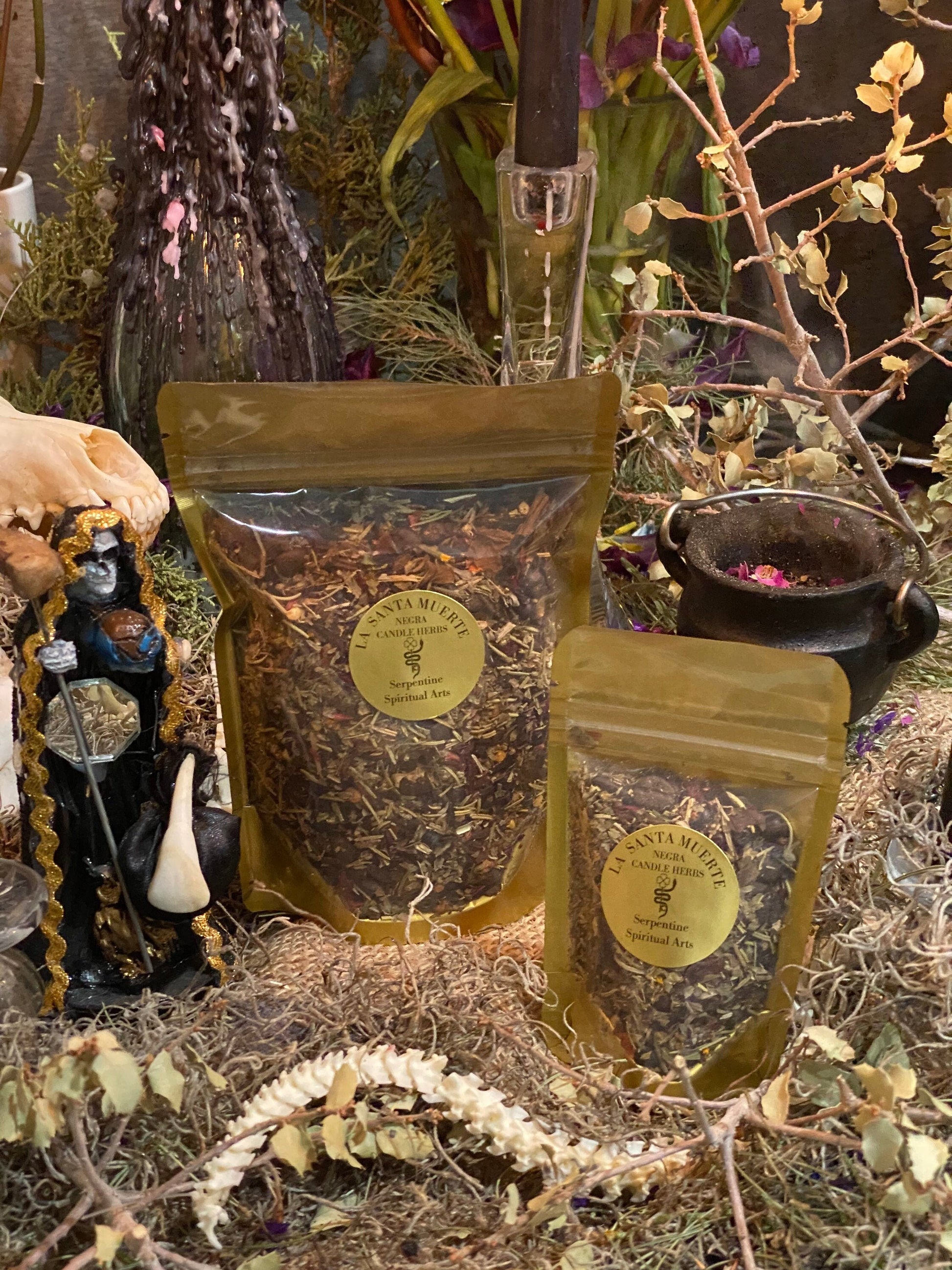 Santa Muerte Negra Herbs + Protection + Reverse Attacks + Hex + Remove Obstacles + Break Curses + Overcome Enemy + Destroy Evil + Necromancy