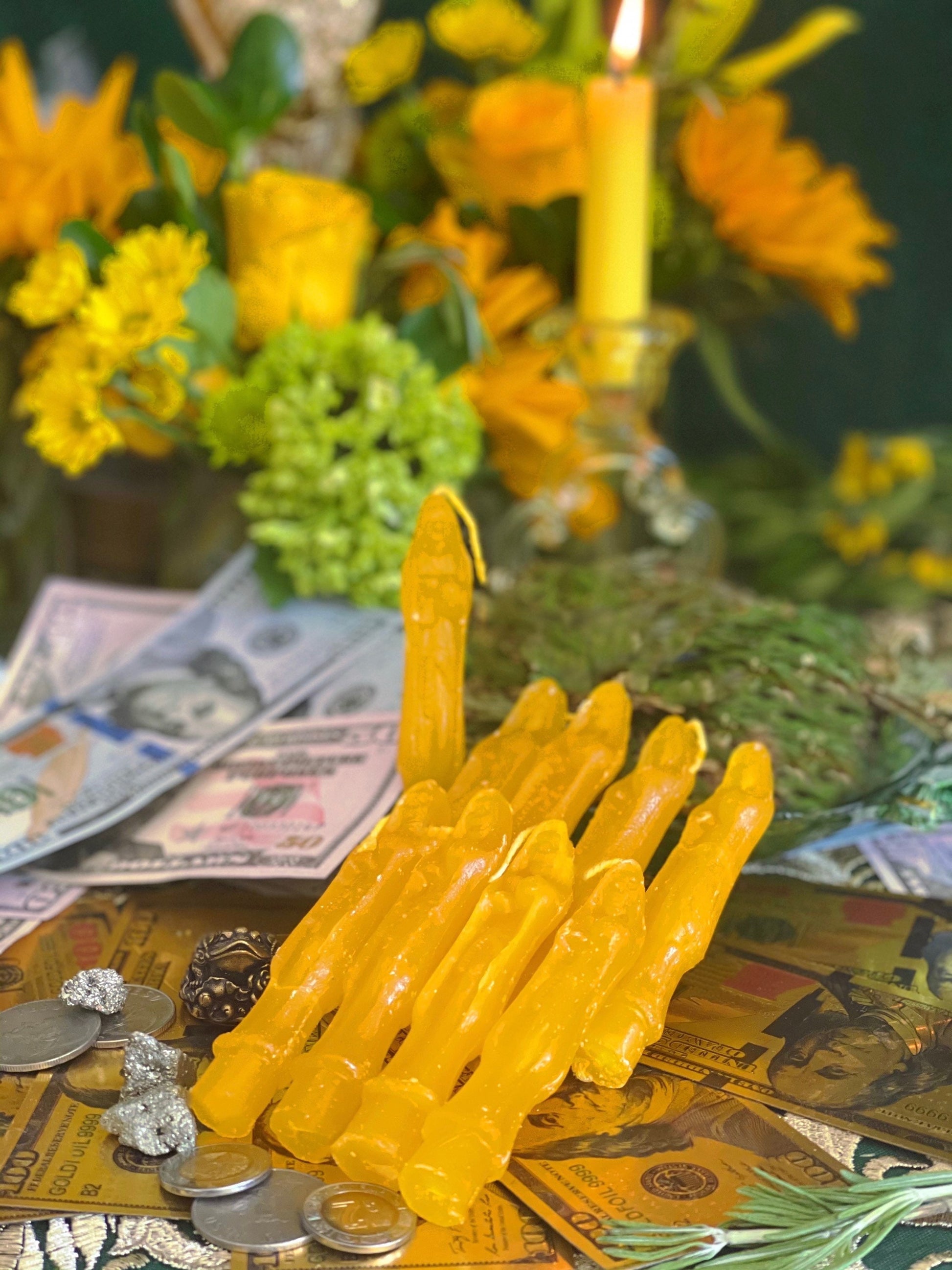 Santa Muerte Amarillo Novena Candles + Money * Success + Dorada + Oro + Yellow + Gold + Made in Mexico
