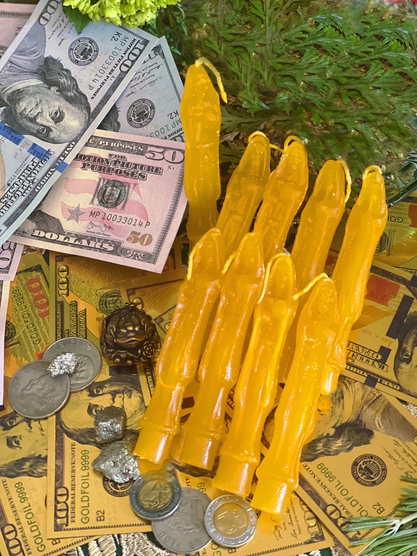 Santa Muerte Amarillo Novena Candles + Money * Success + Dorada + Oro + Yellow + Gold + Made in Mexico