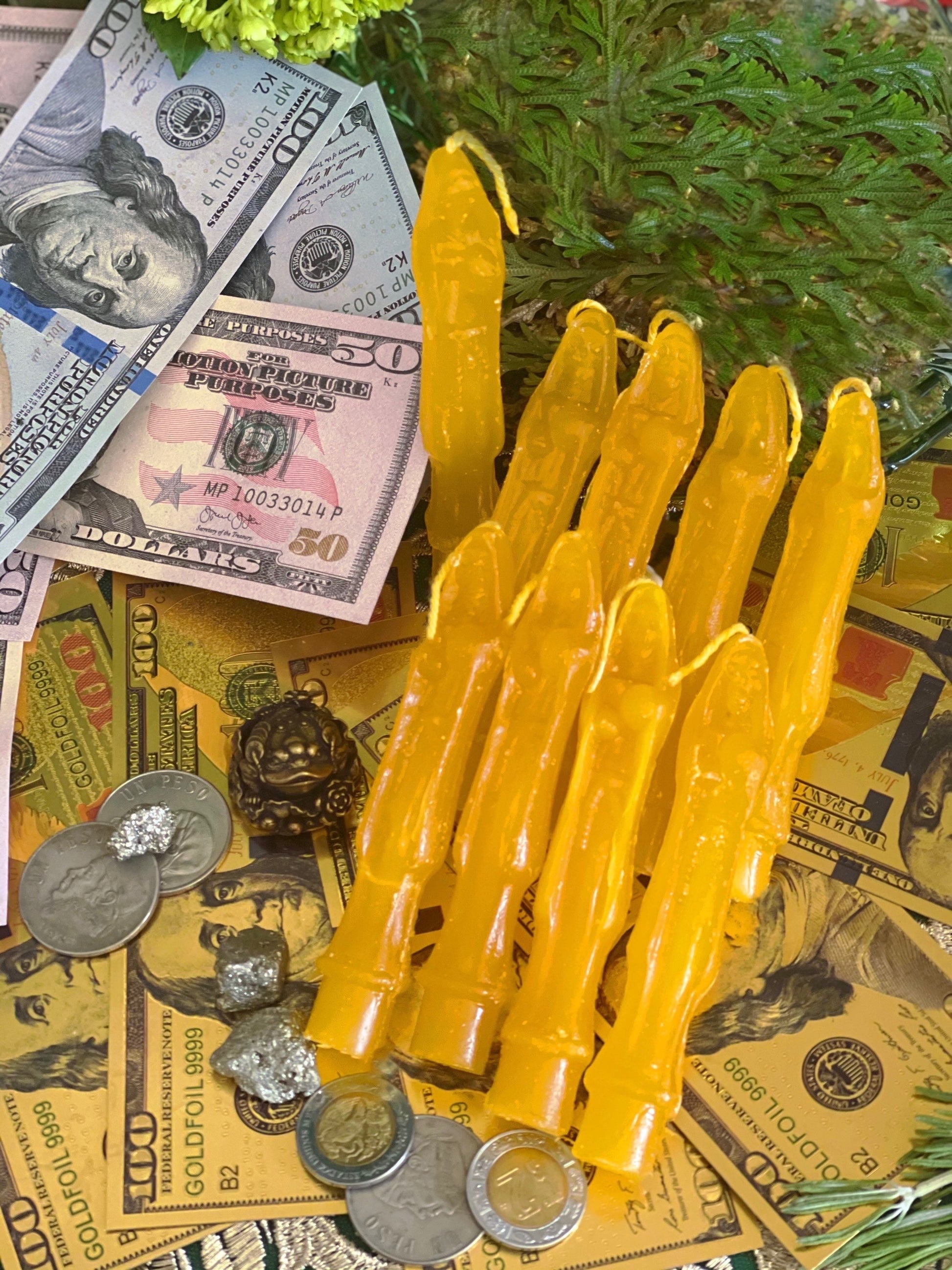 Santa Muerte Amarillo Novena Candles + Money * Success + Dorada + Oro + Yellow + Gold + Made in Mexico