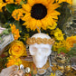 Skull Candle with Gold Roses + Hand Painted