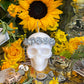 Skull Candle with Silver Roses + Ancestor + Luck + Hand Painted