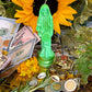 Neon Santa Muerte Figure Candle + Glows under Blacklight