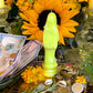 Neon Santa Muerte Figure Candle + Glows under Blacklight
