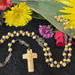 Santa Muerte Rosary with Bone Beads & Cross + Hueso + Blessed + Sterling Silver Plated Chain + Handcrafted + Rosario