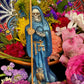 Santa Muerte Azul / Blue Statue with Dress + 24K Gold + Baptized + Fixed + Made in Mexico